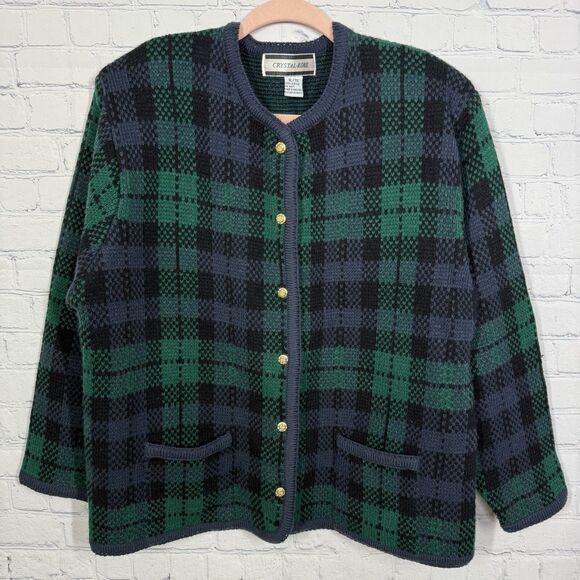 Cardigan RL Christmas Women XL Chore Plaid Tartan Dark Academia Holiday Sweater - Picture 2 of 11